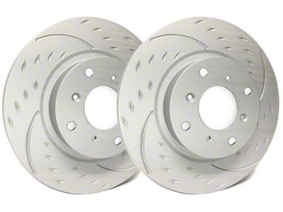 SP Performance Diamond Slot Rotors with Gray ZRC Coating; Rear Pair (06-14 Charger w/ Dual Piston Front Calipers; 15-17 Charger Daytona, R/T, AWD SE, AWD SXT; 18-23 Charger w/ Dual Piston Front Calipers)