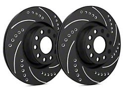 SP Performance Cross-Drilled and Slotted Rotors with Black ZRC Coating; Front Pair (97-04 Corvette C5)