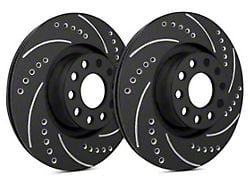 SP Performance Cross-Drilled and Slotted Rotors with Black ZRC Coated; Front Pair (97-04 Corvette C5)