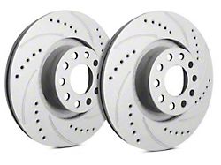 SP Performance Cross-Drilled and Slotted Rotors with Gray ZRC Coating; Front Pair (14-19 Corvette C7 Stingray w/ J55 Brake Package)