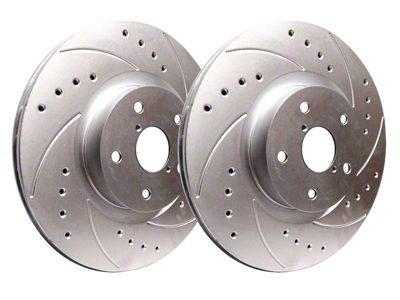 SP Performance Cross-Drilled and Slotted Rotors with Silver ZRC Coating; Front Pair (05-13 Corvette C6 Base w/ Standard Brake Package)