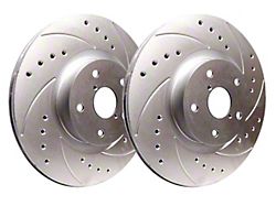 SP Performance Cross-Drilled and Slotted Rotors with Silver ZRC Coated; Front Pair (05-13 Corvette C6 Base w/ Standard Brake Package)