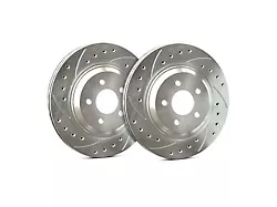 SP Performance Cross-Drilled and Slotted Rotors with Silver ZRC Coated; Front Pair (14-19 Corvette C7 Stingray w/ J55 Brake Package)