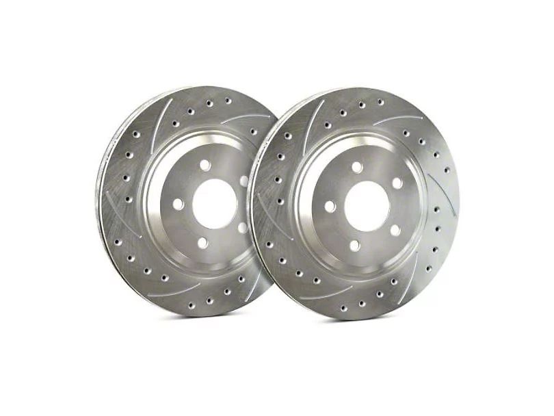 SP Performance Corvette CrossDrilled and Slotted Rotors with Silver Zinc Plating; Rear Pair F55
