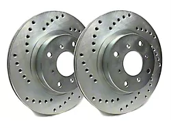 SP Performance Cross-Drilled Rotors with Silver ZRC Coated; Front Pair (05-10 Mustang GT; 11-14 Mustang V6)