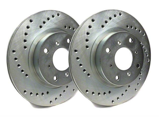 SP Performance Cross-Drilled Rotors with Silver ZRC Coated; Front Pair (11-14 Mustang GT w/ Performance Pack; 12-13 Mustang BOSS 302; 07-12 Mustang GT500)