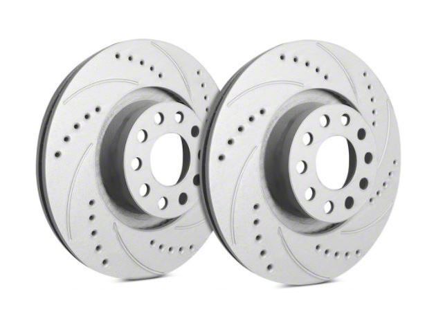 SP Performance Cross-Drilled and Slotted Rotors with Gray ZRC Coating; Front Pair (15-23 Mustang GT w/o Performance Pack, EcoBoost w/ Performance Pack)