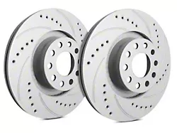 SP Performance Cross-Drilled and Slotted Rotors with Gray ZRC Coating; Front Pair (15-23 Mustang GT w/o Performance Pack, EcoBoost w/ Performance Pack)