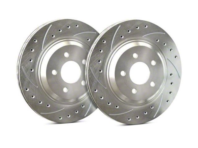 SP Performance Cross-Drilled and Slotted Rotors with Silver ZRC Coated; Front Pair (94-04 Mustang GT, V6)