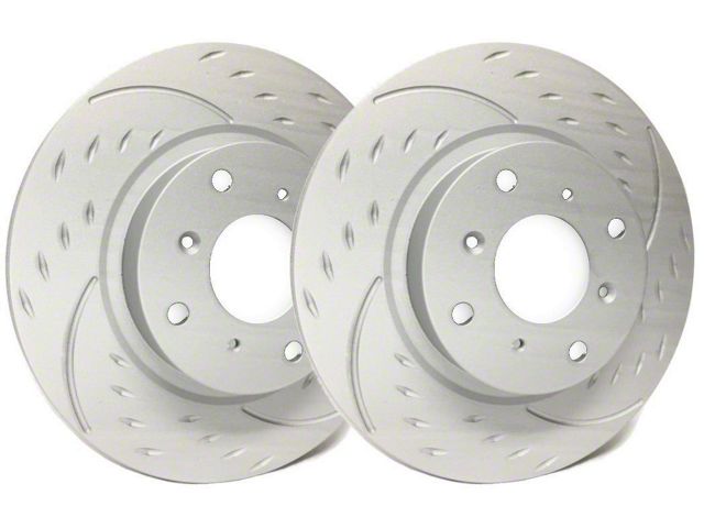 SP Performance Diamond Slot Rotors with Gray ZRC Coating; Front Pair (11-14 Mustang GT w/ Performance Pack; 12-13 Mustang BOSS 302; 07-12 Mustang GT500)
