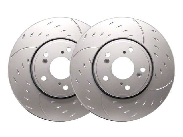 SP Performance Diamond Slot Rotors with Silver ZRC Coated; Front Pair (05-10 Mustang GT; 11-14 Mustang V6)