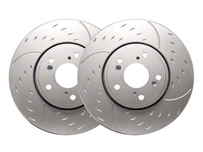 SP Performance Diamond Slot Rotors with Silver ZRC Coated; Front Pair (05-10 Mustang GT; 11-14 Mustang V6)