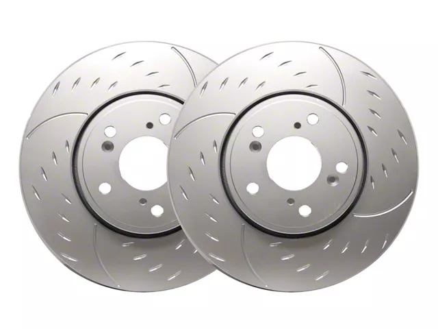 SP Performance Diamond Slot Rotors with Silver ZRC Coated; Front Pair (11-14 Mustang GT w/ Performance Pack; 12-13 Mustang BOSS 302; 07-12 Mustang GT500)