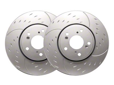 SP Performance Diamond Slot Rotors with Silver ZRC Coated; Front Pair (15-23 Mustang EcoBoost w/o Performance Pack, V6)