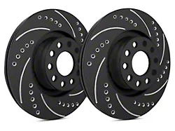SP Performance Cross-Drilled and Slotted Rotors with Black ZRC Coated; Front Pair (94-04 Mustang Cobra, Bullitt, Mach 1)