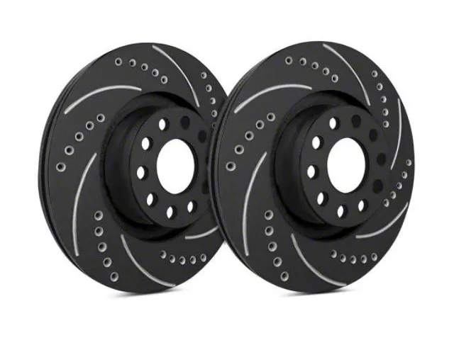 SP Performance Cross-Drilled and Slotted Rotors with Gray ZRC Coating; Front Pair (94-04 Mustang GT, V6)