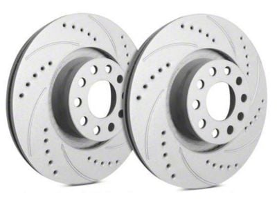SP Performance Cross-Drilled and Slotted Rotors with Gray ZRC Coating; Front Pair (1979 2.3L, 2.8L, 3.3L Mustang; 80-81 Mustang)