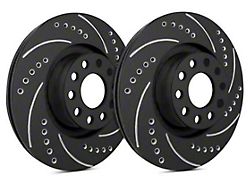 SP Performance Cross-Drilled and Slotted Rotors with Black ZRC Coated; Rear Pair (15-23 Mustang GT, EcoBoost w/ Performance Pack)