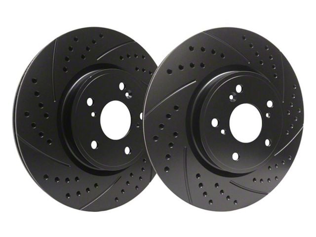 SP Performance Double Drilled and Slotted Rotors with Black ZRC Coated; Front Pair (94-04 Mustang Cobra, Bullitt, Mach 1)