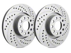 SP Performance Double Drilled and Slotted Rotors with Gray ZRC Coating; Front Pair (15-23 Mustang GT w/ Performance Pack)