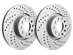 SP Performance Double Drilled and Slotted Rotors with Gray ZRC Coating; Front Pair (05-10 Mustang V6)