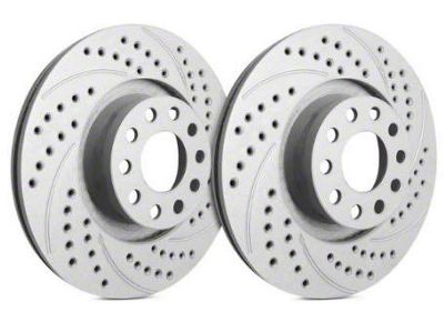 SP Performance Double Drilled and Slotted Rotors with Gray ZRC Coating; Rear Pair (90-93 5.0L Mustang)
