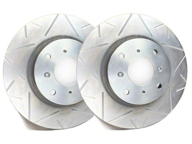 SP Performance Peak Series Slotted Rotors with Silver ZRC Coated; Rear Pair (90-93 5.0L Mustang)