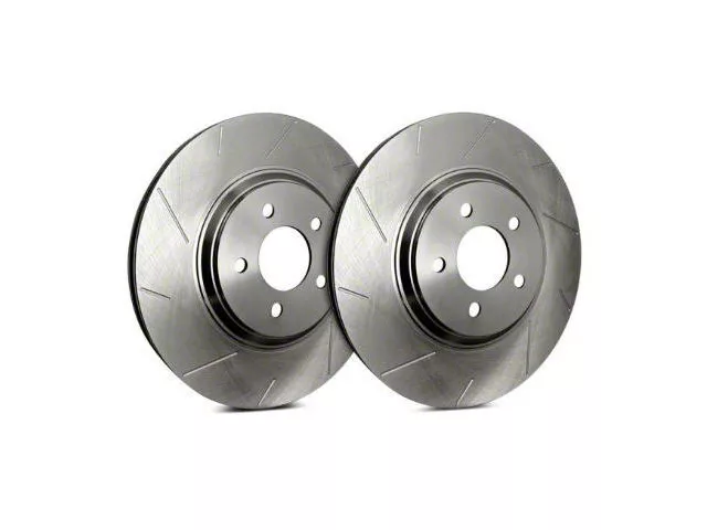 SP Performance Slotted Rotors with Silver ZRC Coated; Rear Pair (94-04 Mustang GT, V6)