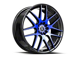 Spec-1 SP-65 Gloss Black and Blue Machined Wheel; 17x8; 42mm Offset (05-09 Mustang GT, V6)