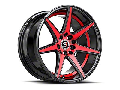 Spec-1 SP-73 Gloss Black Red Machined and Undercut Wheel; 17x7.5; 42mm Offset (05-09 Mustang GT, V6)