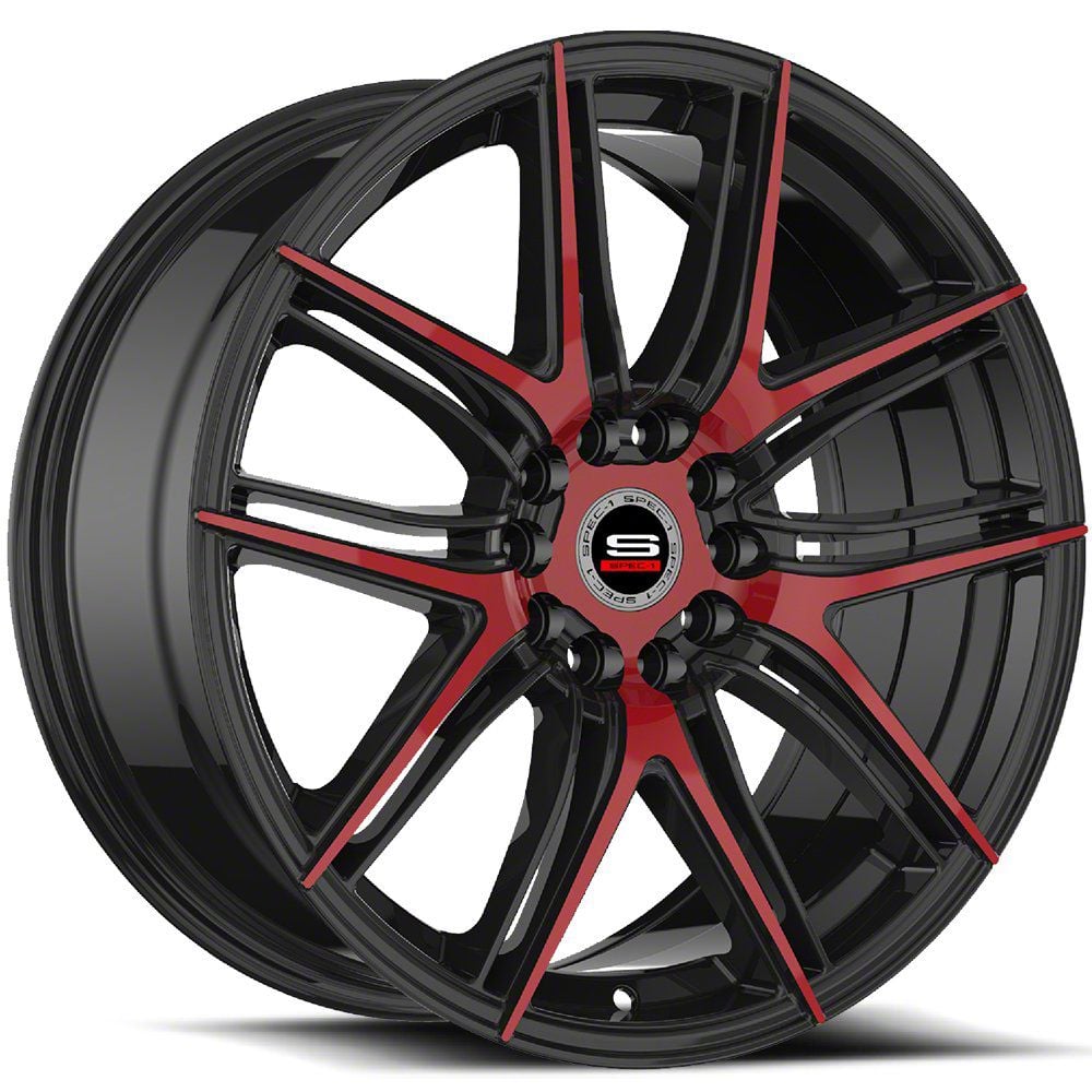 Spec-1 Camaro SP-56 Gloss Black and Red Machined Wheel; 20x8 Spec-1 Camaro SP-56 Gloss Black and Red Machined Wheel; 20x8