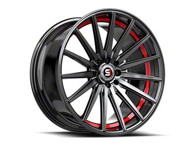 Spec-1 SP-69 Gloss Black and Red Undercut Wheel; 19x8.5; 38mm Offset (10-15 Camaro, Excluding ZL1)