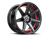 Spec-1 SP-73 Gloss Black and Red Undercut Wheel; 18x8; 38mm Offset (16-24 Camaro, Excluding SS w/ 6-Piston Front Calipers & ZL1)