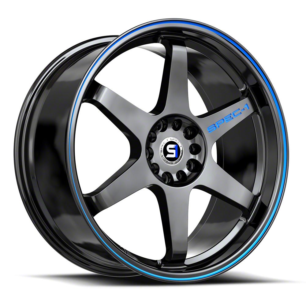 Spec-1 Camaro SPT-33 Gloss Black and Blue Line Wheel; 20x9