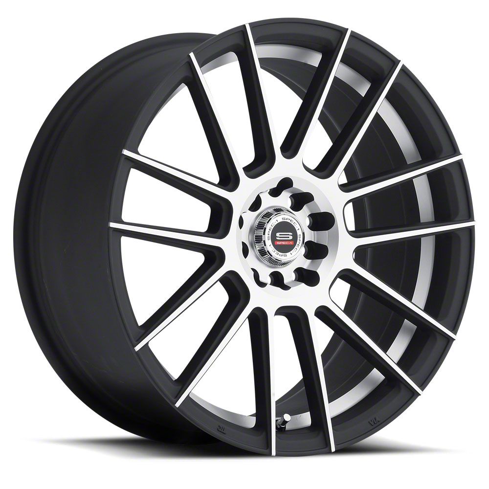 Spec-1 Mustang SP-21 Matte Black and Machined Wheel; 18x8; 38mm Offset ...