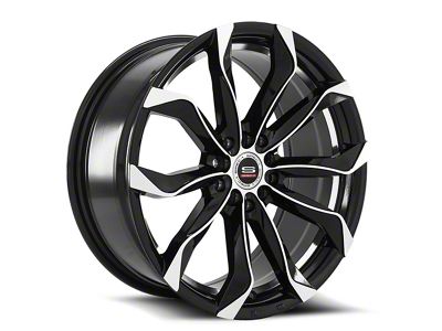 Spec-1 SP-44 Gloss Black and Machined Wheel; 17x7.5; 35mm Offset (24-25 Mustang)
