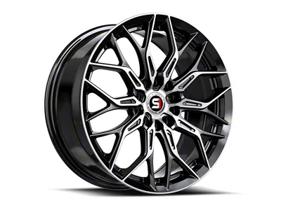 Spec-1 SP-57 Gloss Black and Machined Wheel; 17x7.5; 42mm Offset (10-14 Mustang GT w/o Performance Pack, V6)