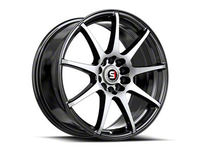 Spec-1 SP-67 Gloss Black and Machined Wheel; Rear Only; 17x7; 42mm Offset (10-14 Mustang GT w/o Performance Pack, V6)