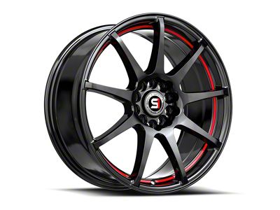 Spec-1 SP-67 Gloss Black and Red Line Wheel; Rear Only; 17x7; 42mm Offset (24-26 Mustang)