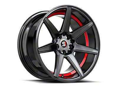 Spec-1 SP-73 Gloss Black and Red Undercut Wheel; 17x7.5; 42mm Offset (15-23 Mustang GT w/o Performance Pack, EcoBoost, V6)