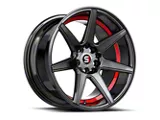 Spec-1 SP-73 Gloss Black and Red Undercut Wheel; 18x8; 38mm Offset (15-23 Mustang GT w/o Performance Pack, EcoBoost, V6)