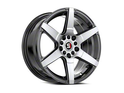 Spec-1 SPT-34 Gloss Black and Machined Wheel; 16x7; 30mm Offset (79-93 Mustang w/ 5-Lug Conversion)