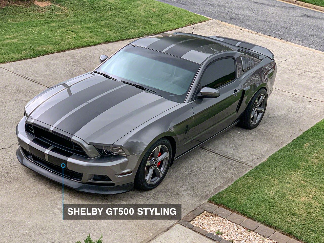 SpeedForm Mustang GT500 Style Stripes; Matte Black; 10-Inch