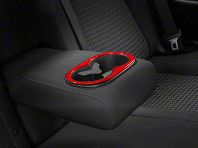 SpeedForm Armrest Cup Holder Trim; Red Carbon (15-23 Challenger)