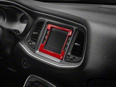 SpeedForm Center Dash Trim; Red Carbon (15-23 Challenger w/ 5-Inch Display)