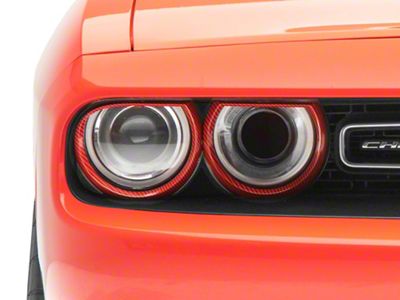 SpeedForm Headlight Trim; Red Carbon (15-23 Challenger)