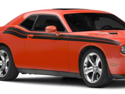 SEC10 R/T Style Beltline Stripes; Matte Black (08-23 Challenger)