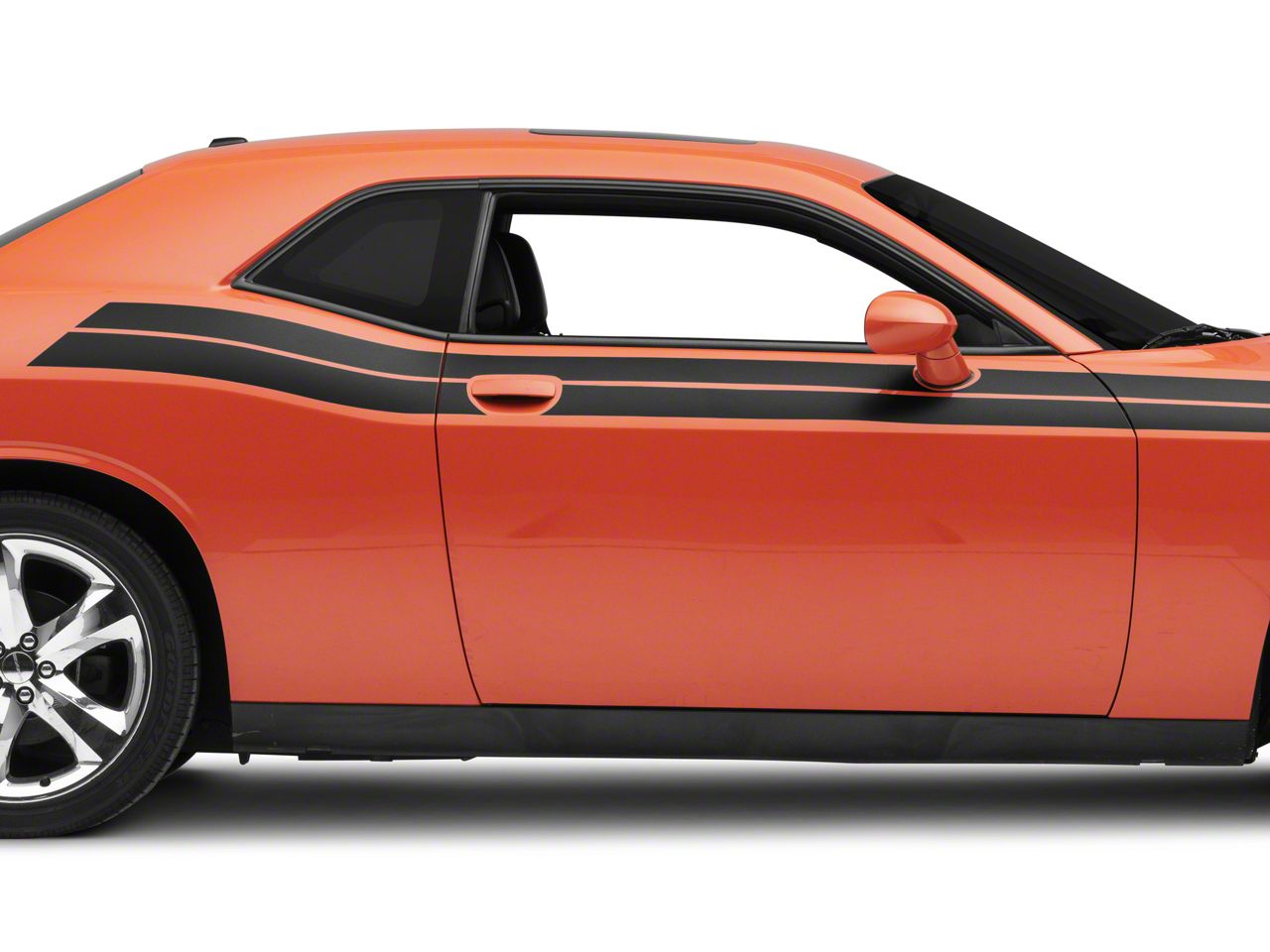 SEC10 Challenger R/T Style Beltline Stripes; Matte Black CH22908