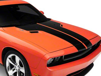 SEC10 Rally Hood Stripe; Gloss Black (08-14 Challenger)