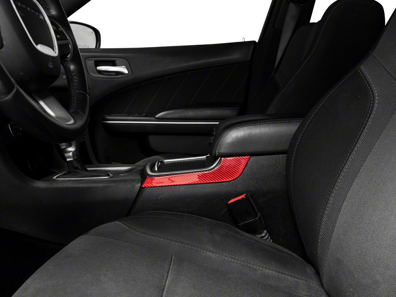 2-Pack Carbon Fiber Look Console Armrest Cup Holder Trim Covers For Dodge Charger 2015-2020